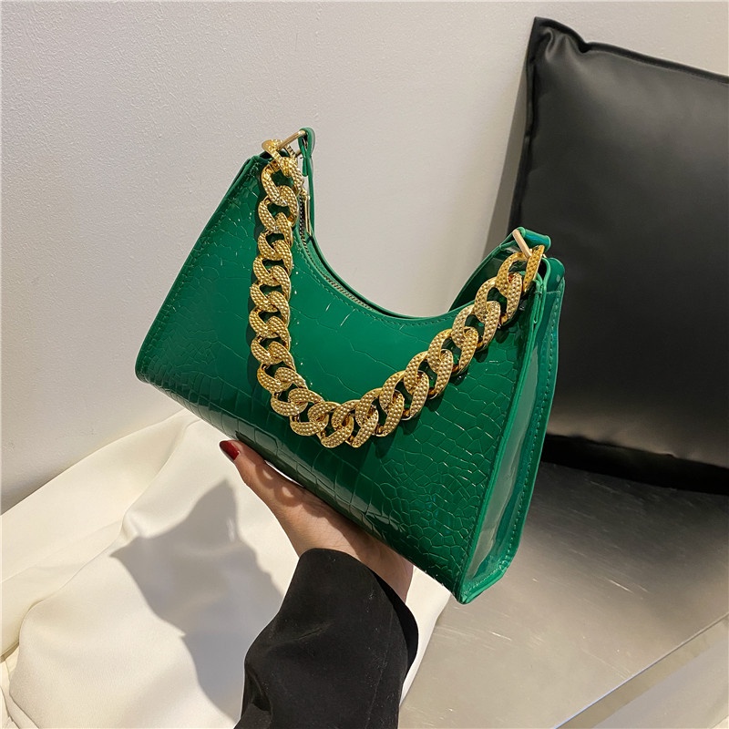 IELGY Chain Underarm Shoulder Bag Crocodile Print Ladies