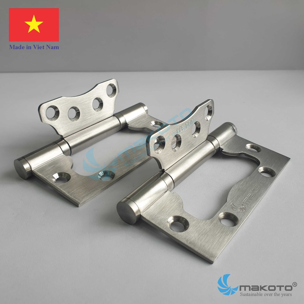 Bản lề cửa gỗ MAKOTO 100x72x2.5mm, Bản lề inox 304 âm dương
