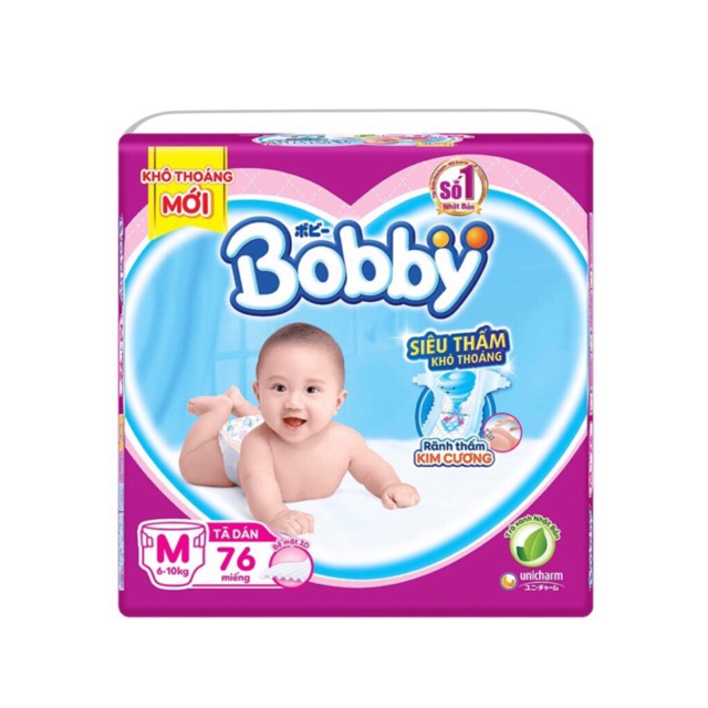 ( Mẫu trà xanh ) Tã dán Bobby siêu mỏng thấm s56, m76, l68, xl62, xxl55