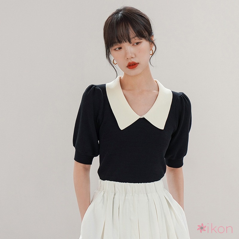 Áo Sơ Mi Dệt Kim Tay Ngắn Dáng Rộng Phong Cách Retro Dành Cho Nữ