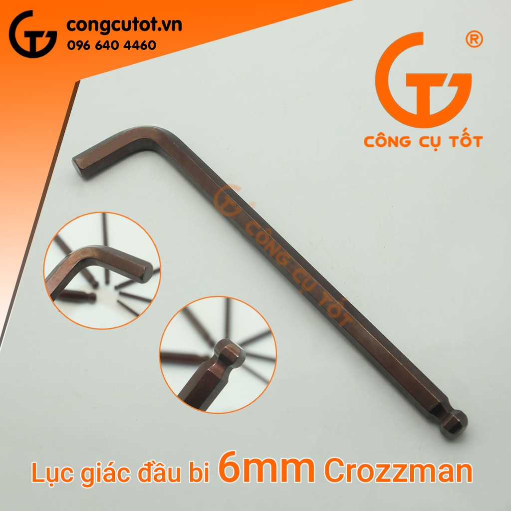 1 cây Lục giác đầu bi lẻ CROZZMAN USA chữ L xi nâu (3-6mm)