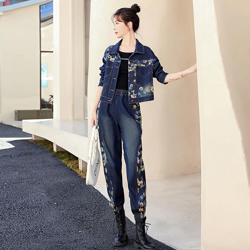 Set Áo Khoác Denim + Quần Yếm Ngắn Phong Cách Hong Kong Cổ Điển Thời Trang Mùa Thu Mới 2022 Dành Cho Nữ