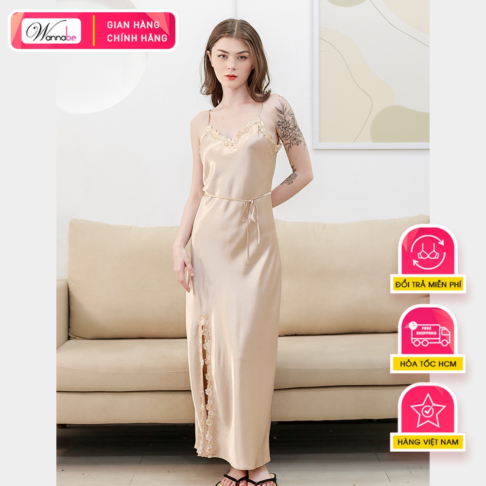 Đầm ngủ phi lụa cao cấp Wannabe DNS58 dáng dài sang trọng quý phái nữ tính