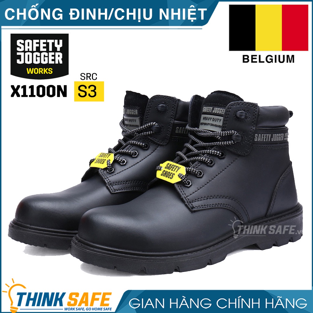 Giày bảo hộ Jogger X1100N cổ cao cấu tạo phi kim chống đâm xuyên chống nước, cổ cao New 2020 (Đen) - Thinksafe