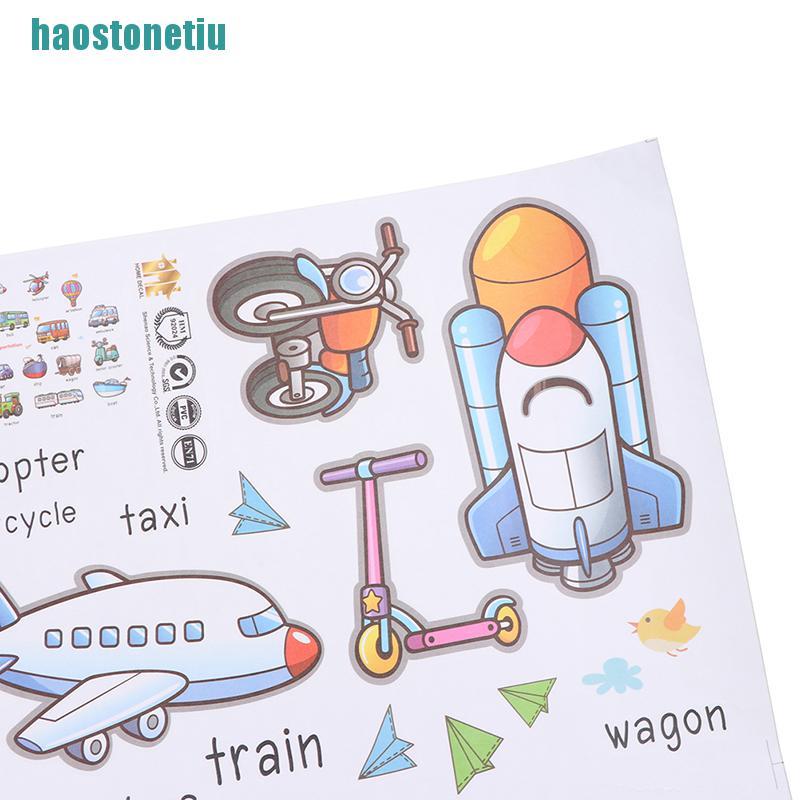 Miếng Dán Tường Hình Xe Hơi Hoạt Hình Giáo Dục Sớm Cho Trẻ Mẫu Giáo