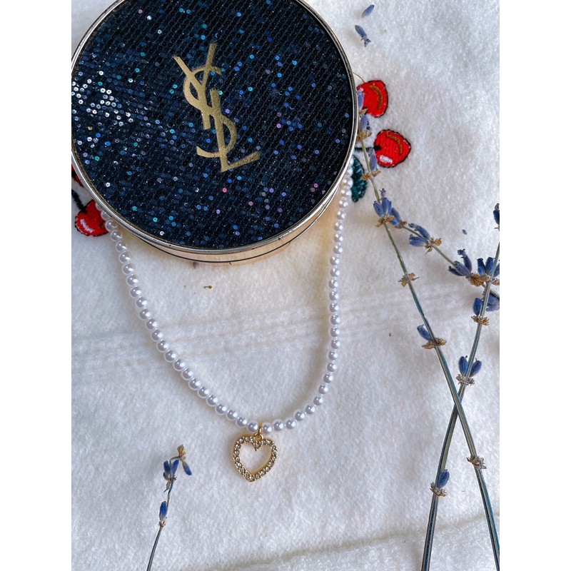 Dây chuyền ngọc trai mặt nhân tạo trái tim