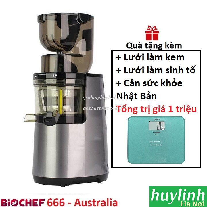 Máy ép trái cây chậm Biochef 666 - Made Australia - Tặng cân sức khoẻ Tanita - Bảo hành 15 năm