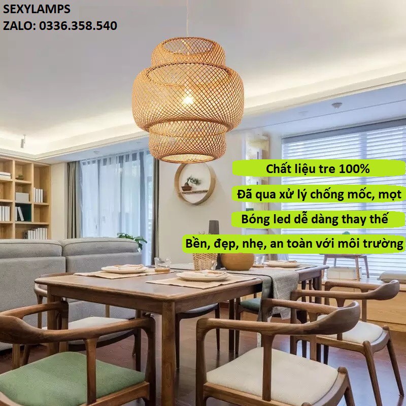 ĐÈN THẢ MÂY TRE ĐAN KIỂU TẦNG