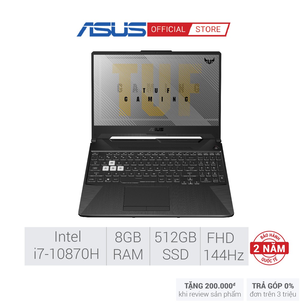 Laptop ASUS TUF Gaming F15 FX506LI-HN096T | i7-10870H | 8GB | 512GB | 15.6' | Win 10 | BigBuy360 - bigbuy360.vn