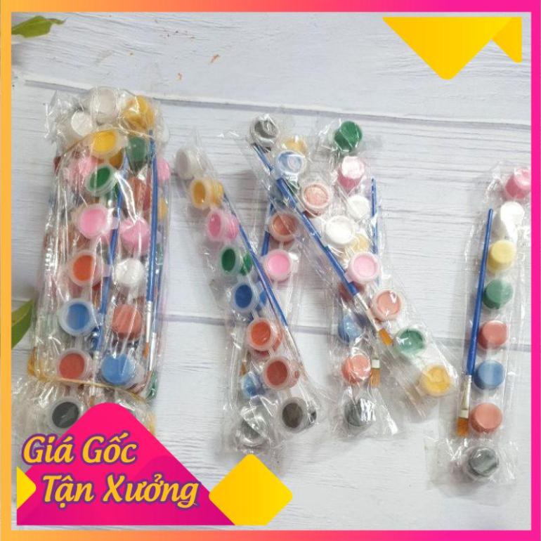 Bộ 8 màu tô tượng 3ml kèm 1 bút lông cọ vẽ - MỘC XINH