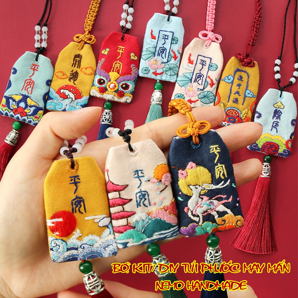 Bộ Kit/ Diy Tự Làm Túi Phước Omamori Nhiều Ý Nghĩa Nemo Handmade, Bộ Không Kèm Khung Thêu - BKOM17MKK