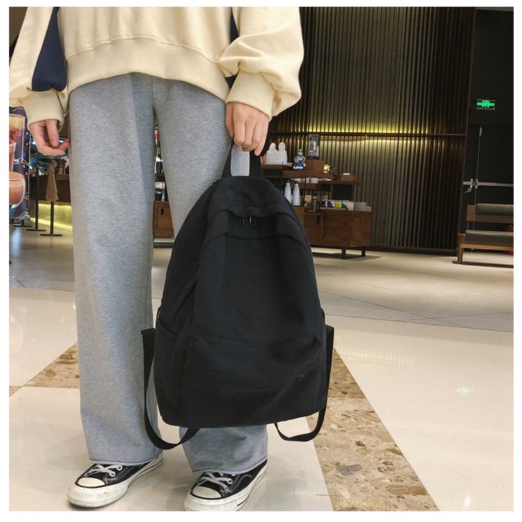 Balo học sinh nam nữ cặp đi học thời trang Ulzzang basic có ngăn đựng laptop chất vải canvas chống thấm nước
