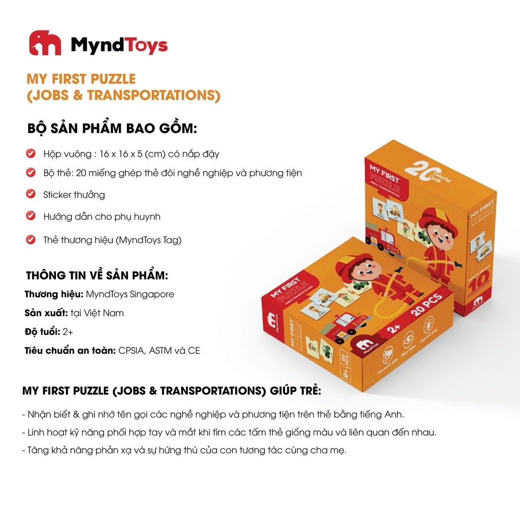 Đồ chơi thông minh giáo dục sớm cho bé bộ xếp hình MyndToys My First Puzzle