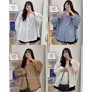 Áo sơmi lụa form rộng dáng suông basic Hàn Quốc