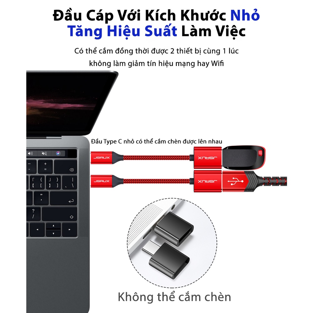 Cáp Chuyển Đổi Type C Sang Usb 3.0 Cao Cấp CD0019 JSAUX - Cho Điện Macbook, Điện thoại Samsung, Oppo, Huewei...Cáp OTG