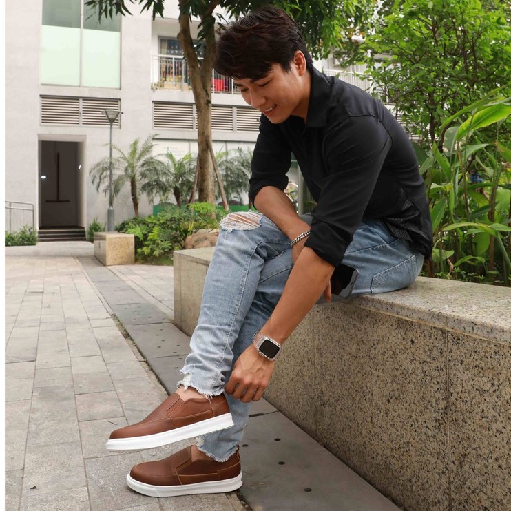 Giày lười nam Slip on nam da thật Manlio Legat màu nâu G1451-BN | BigBuy360 - bigbuy360.vn
