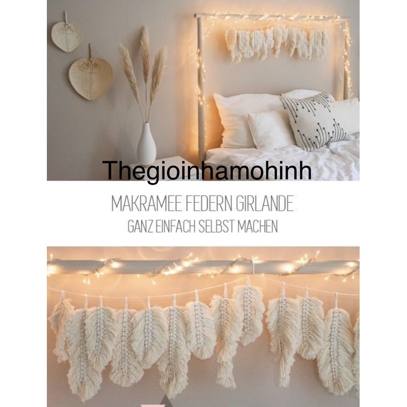 [rẻ nhất shopee]Chiếc lá macrame tự decor trang trí đủ size đủ màu, macrame, vintage, trang trí quán cà phê, decor