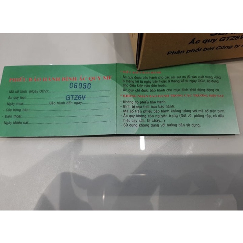 Bình ắc quy GS GTZ 6V  chính hiệu honda