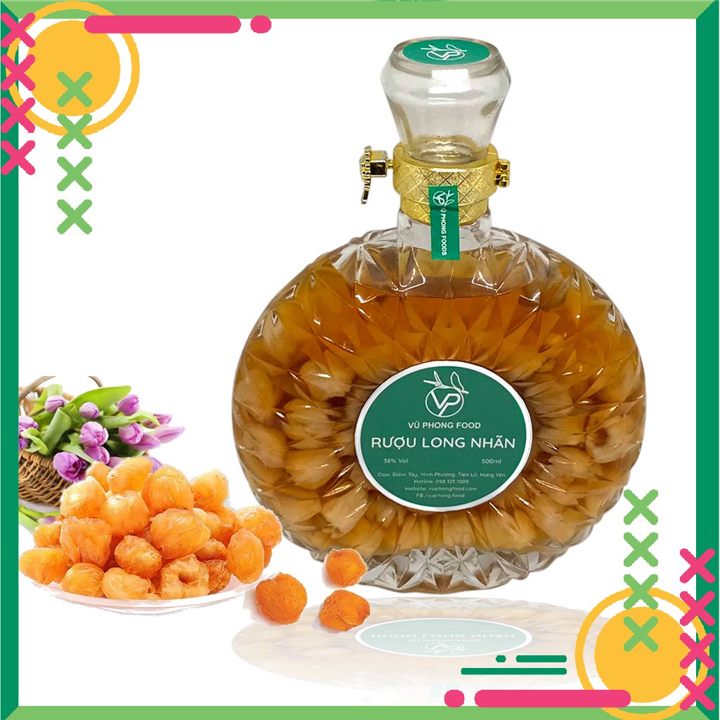Bình Rượu Long Nhãn 500ml - Chữa Mất Ngủ - Vũ Phong Food