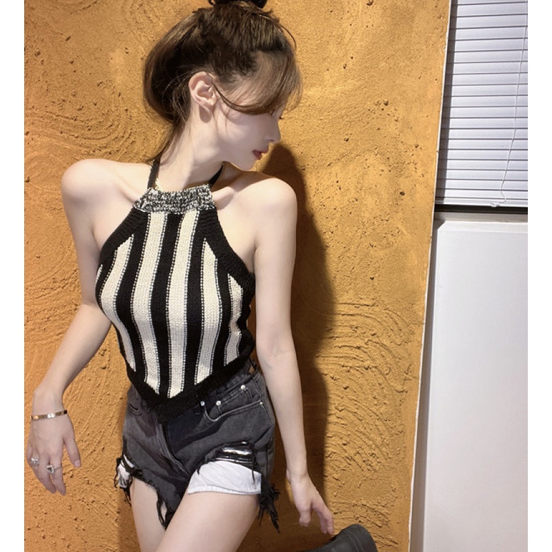 Áo Hai Dây Dệt Kim Thời Trang Mùa Thu Quyến Rũ Cho Nữ