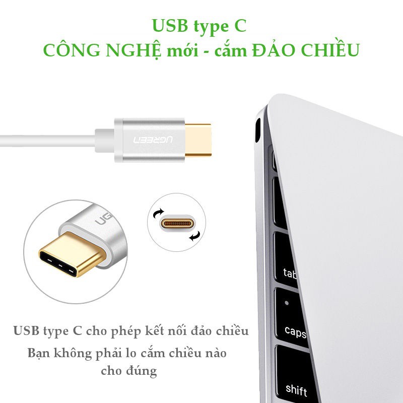 Dây cáp chuyển đổi USB 2.0 sang USB Type C dài 1.5M UGREEN 30504