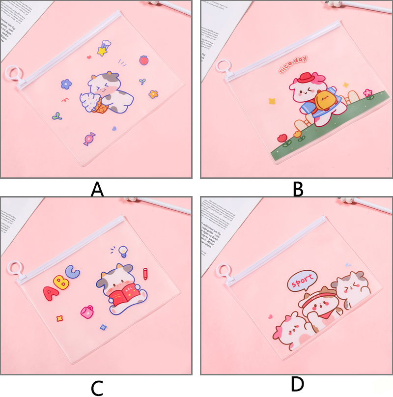 Túi đựng tài liệu khổ A5 chất liệu trong suốt chống thấm nước họa tiết hoạt hình đáng yêu