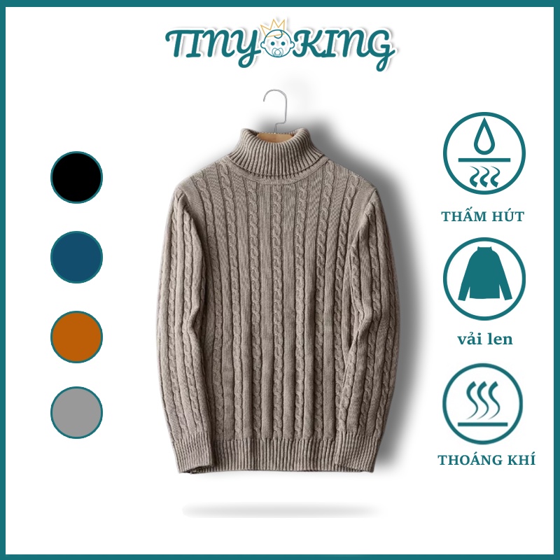 Áo len cổ lọ nam nữ - áo len cổ cao vẹn thừng, dây thừng dày T10