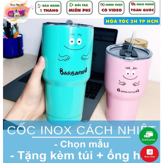 Ly giữ nhiệt inox 304, dung tích 900ml - 1 ly + 1 túi đựng + 1 bộ ống hút (gồm 2 ống hút)