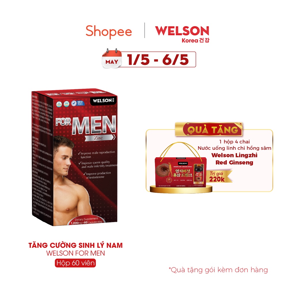 Viên uống tăng cường sinh lý nam Welson For Men hộp 60 viên