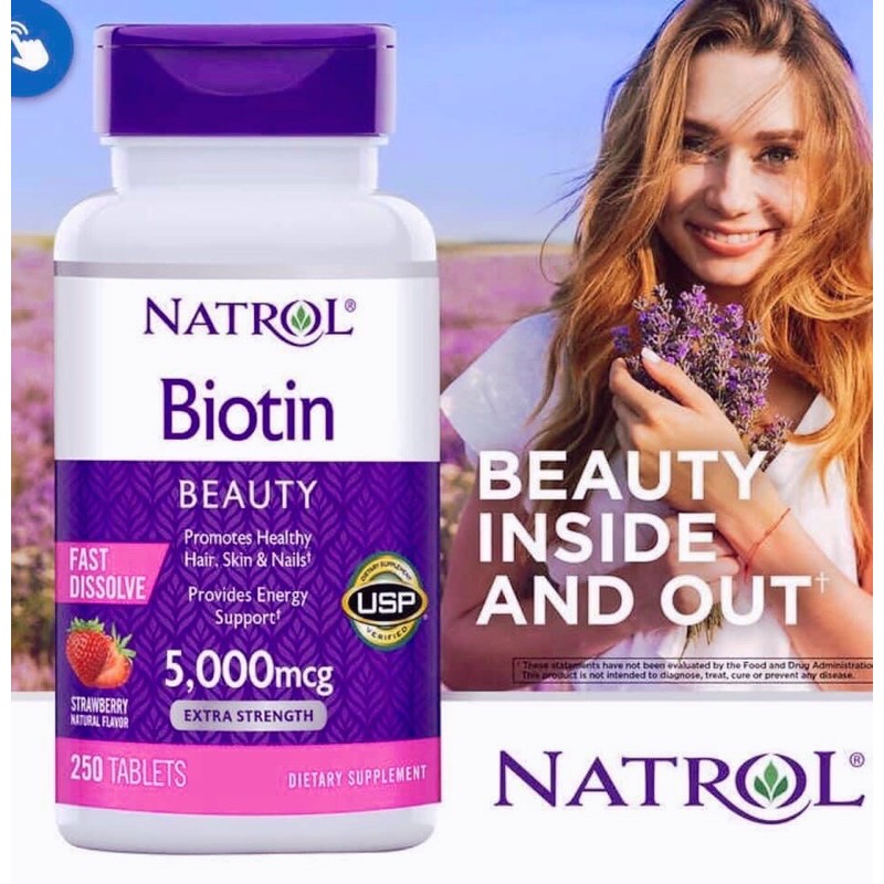 (AIR MỸ 10/22) VIÊN MỌC TÓC, MÓNG NATROL BIOTIN BEAUTY 5,000MCG HỘP 250 VIÊN