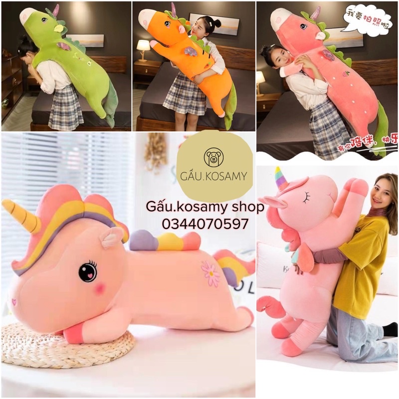 Gấu bông unicorn ⚡RẺ VÔ ĐỊCH⚡ gối ôm Ngựa kỳ lân ,ngựa pony một sừng vải nhung co dãn 4 chiều siêu mềm mịn