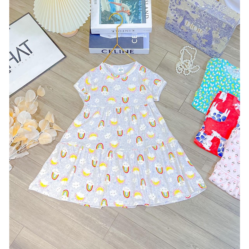 [Rẻ vô địch] Váy đại cotton bozip Lynhkids bé gái siêu xinh từ 19-35kg