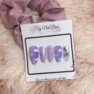 Nail box vân mây ombre tím