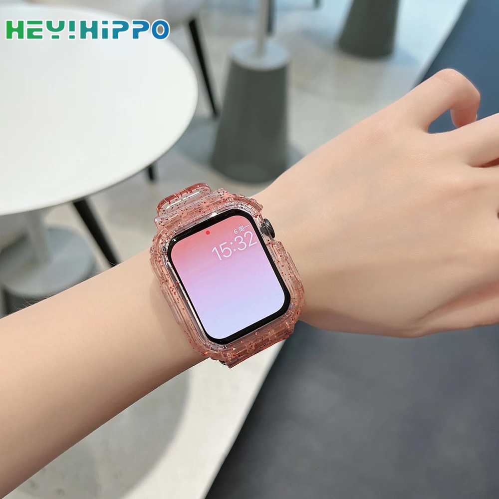Dây Đeo Trong Suốt Lấp Lánh Cho Đồng Hồ Thông Minh iwatch 45 / 44 / 42 / 41 / 40 / 38mm Series 7 / 6 / SE / 5 / 4