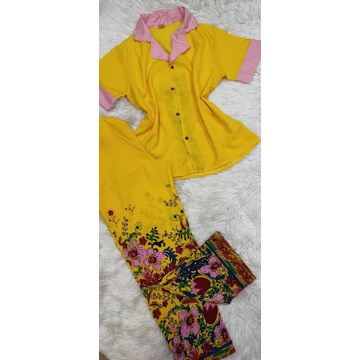 Bộ pijama tay ngắn quần dài vải lụa hàn