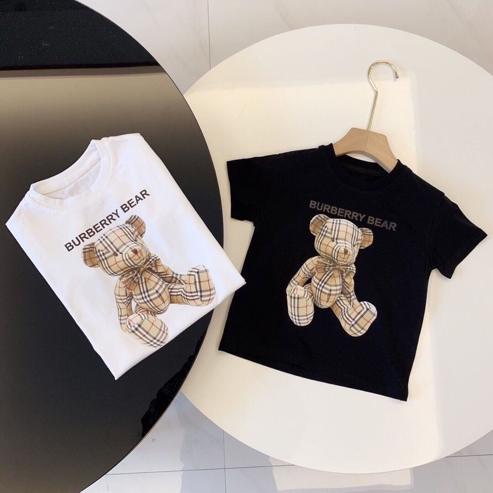 Áo Thun Tay Ngắn In Chữ Burberry Phong Cách Hàn Quốc Thời Trang Mùa Hè Cho Bé