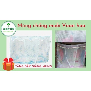 Mùng chống muỗi / màn ngủ vải voan hoa chống muỗi nhiều kích thước - có size đại 2mx3m )