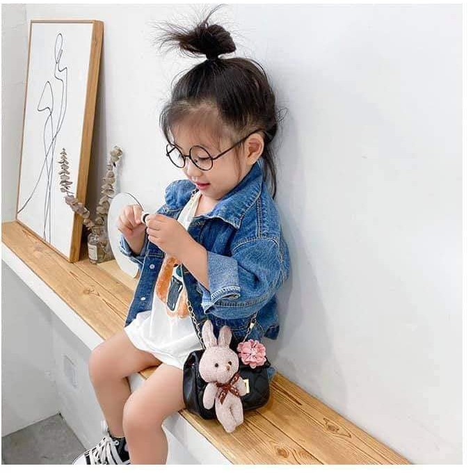 Túi ví nữ đeo chéo bé gái kèm trám kèm gấu