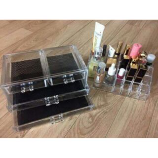 Khay son và khay đựng đồ trang điểm trong suốt