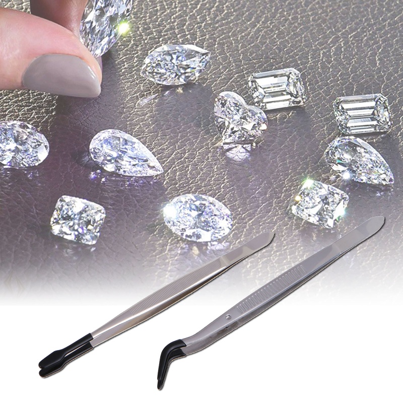 Nhíp Đầu Cao Su Thẳng Bằng Thép Không Gỉ Kèm 2 Đầu Nhíp Dùng Để Làm Đồ Trang Sức