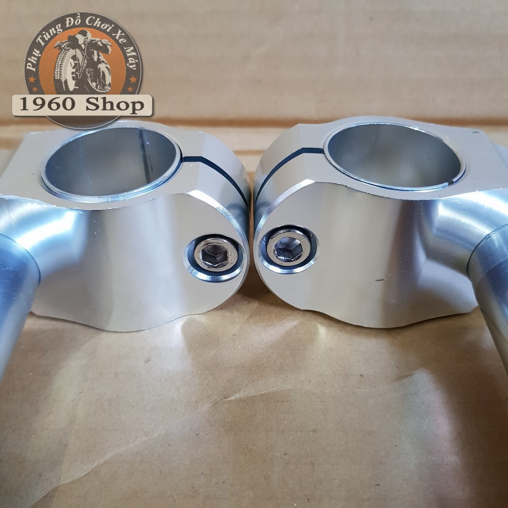 Ghi đông clip on Cafe racer nhôm cnc nguyên khối kích thước cho phuộc 26- 33mm Phù hợp độ Cafe Racer Tracker Win CD 67
