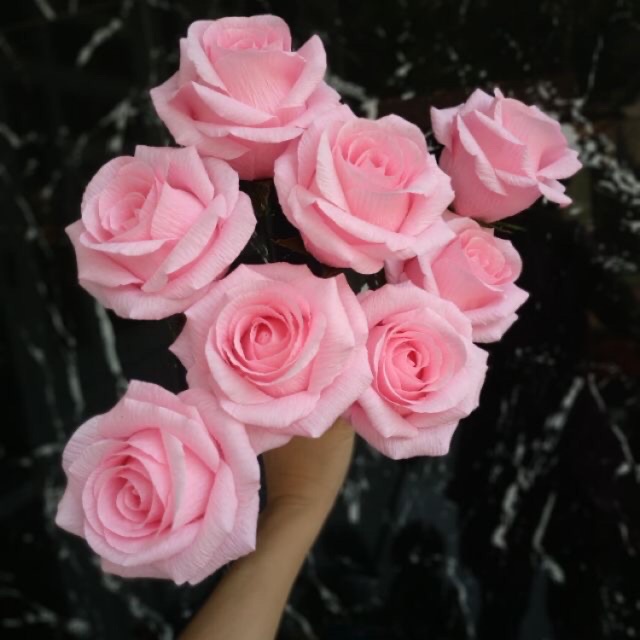 Đầu bông hoa hồng giấy nhún 1 bông