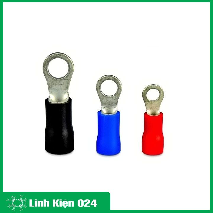 Gói 100 chiếc đầu cos tròn RV bọc cao su màu đỏ, vàng, xanh dương