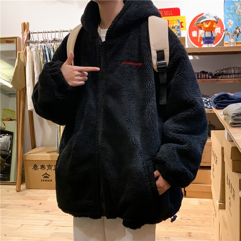 Áo khoác nam hàn quốc chất nhung dày dặn màu trắng và đen