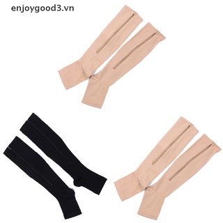 //Enjoy shopping // 1Pair Zipper Compression Socks Foot Pain Relief Knee Varicose Open Toe Socks .