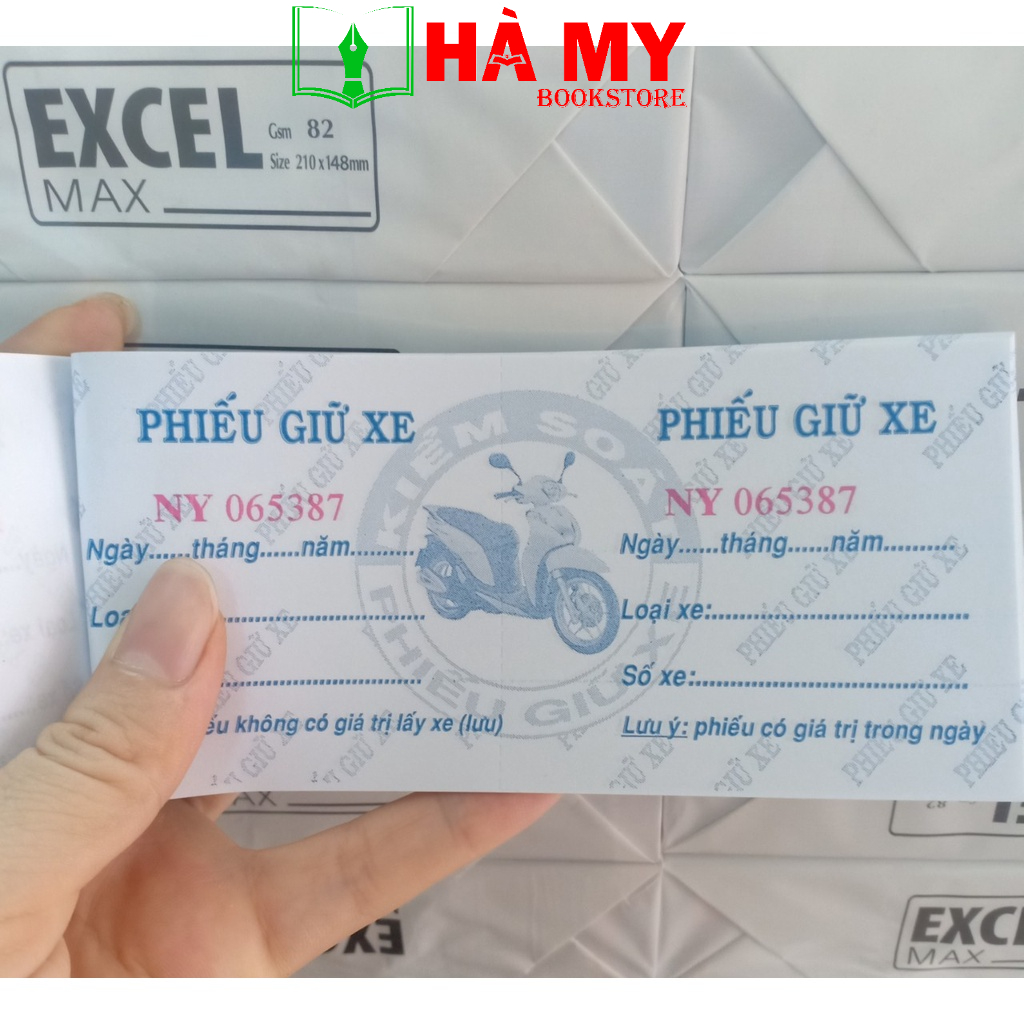 [Hỏa Tốc] Cùi giữ xe, vé giữ xe có số seri sẵn khích thước 7 x 16 cm có dập răng cưa 2 đường có số nhảy - Nhà sách Hà My