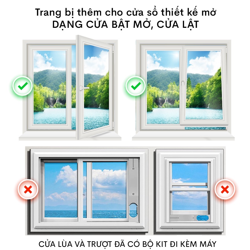 Bộ kít lắp ống xả cho điều hòa di động, bộ phụ kiện điều hòa di động LK-WINDOWKIT