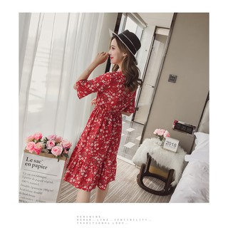 Váy voan hoa ngắn tay M080-1b