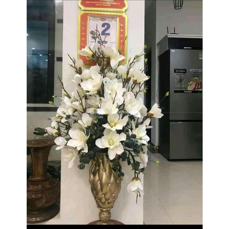 Hoa Giả - Cành Mộc Lan Cao Su 5 Bông Trang Trí Tết, Nhà Cửa | Hà Hoa Flower