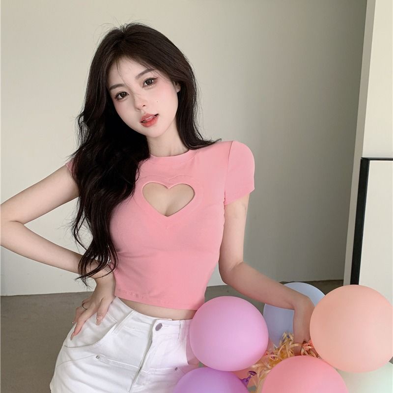 Jiashucheng Áo Thun Tay Ngắn Cổ Tròn Dáng Ôm Thời Trang Mùa Hè Cho Nữ